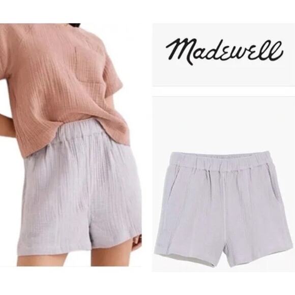 NWT Madewell Lightspun Easy Pull-On Cotton Gauze Shorts Lavender Small Lounge - Picture 1 of 6
